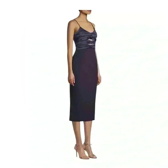 Likely Navy Blue Steph Ruched Satin & Crepe Midi-Dress - Picture 4 of 12